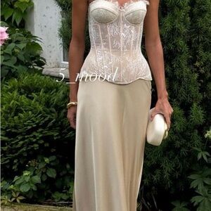 Lace Bustier Corset Top with Champagne Skirt